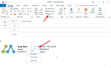 create signature in outlook 365.
